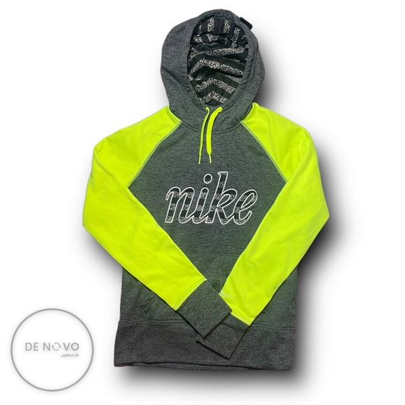Nike Tops - Nike Dri-fit Two Tone Hooded Sweatshirt Size Small Grey and Yellow/Green